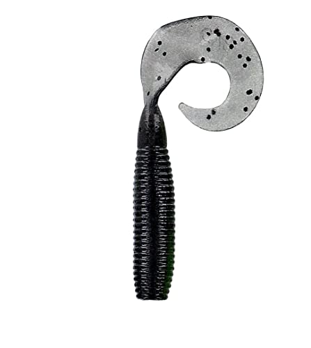 Yamamoto 5" Single Tail Grub Soft Plastic Fishing Angling Swimbait Lures with Tail-Curling Action - 20 Pack - color: SMOKE W/ LARGE BLACK FLAKE (20 PACK), size: 5" SUPER GRUB