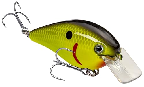 Strike King KVD 1.5 Hard Knock Fishing Lure, 3/8 oz, 3D Lifelike Eyes - color: Chartreuse with Black Back, size: 3/8oz