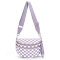 Checkered Crossbody Bum Bags for Women Nylon Checkered Purse Checkerboard Fanny Pack - color: A10-light Purple