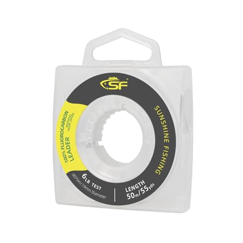 SF 100% Pure Fluorocarbon Leader Material Fishing Line Virtually Invisible Shock Resistant Increased Sensitivity Sink Fast Clear 55yd - color: Transparent, size: 55yd-6LB