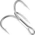Fishing Treble Hooks Triple Fishing Hooks High Carbon Steel Barbed Sharp Round Bend Treble Hooks Replacement for Hard Lures Bait - color: Silver, size: 10#-50pcs