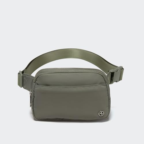 Pander Everywhere Belt Bag for Women, 5 Zipper Pockets Nylon Crossbody Fanny Pack Purse (Grey Sage). - color: Grey Sage