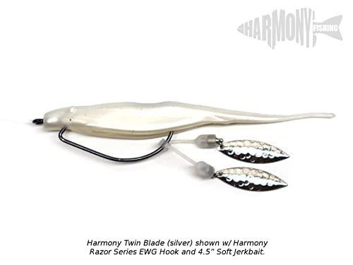 Harmony Fishing – Twin Blade Slip-On Spinner Blades for Fishing Lures/jigs (6 Pack) - style: Willow (Silver)