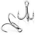9KM DWLIFE Treble Hooks 4X High Carbon Steel Triple Hooks Fishing Hooks for Big Salmon Trout Bluefish Catfish Hooks 10 pcs - color: Silver, size: 2#