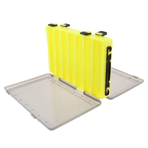 Double Sided 14 Compartments Fishing Tackle Boxes Fishing Lure Box Organizer, Fishing Bait Tackle Storage Case, Container Box for Jewelry Beads Earring Hook (Yellow) - color: Yellow