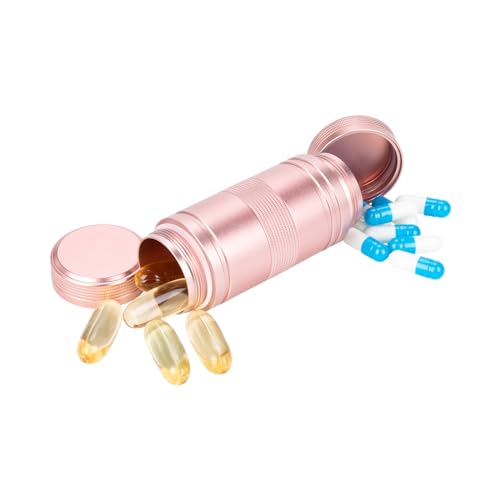 Small Pill Box Metal Pill Case - Portable Waterproof Pill Container for Pocket Purse, Travel Daily Pill Holder, Medicine Organizer for Vitamin/Fish Oil/Supplements Pink 1 Pack - color: Pink, size: Small-Medium
