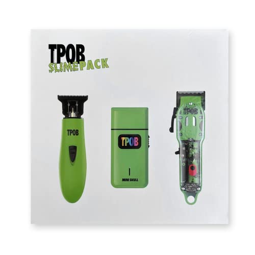 TPOB Slime 2 Barber Hair Clippers Trimmer Shaver Set for Men with Matte Green Case and X Fade Blade - color: Slime Pack