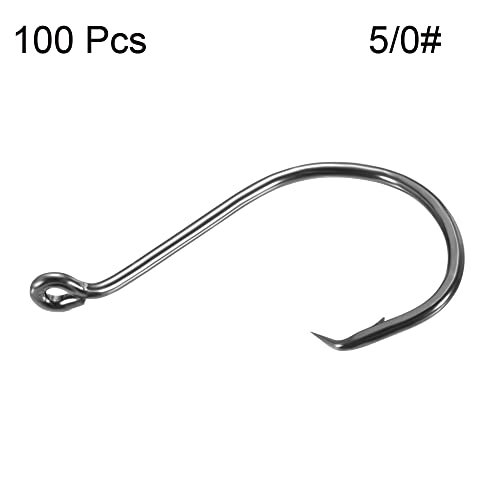 PATIKIL Fishing Circle Hooks Carbon Steel Offset Hook with Barbs for Freshwater Saltwater - size: 42mm/1.65"