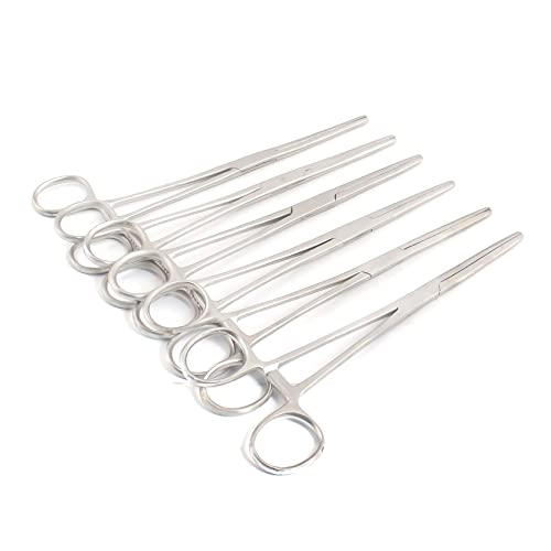 Set of 6 Hemostat Locking Forceps 8 Inches, Straight Stainless Steel - Multipurpose Ideal Hemostats for Nurses, Fishing Forceps, Crafts and Hobby - size: 8"