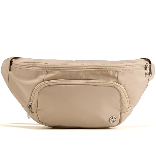 Pander Everywhere Belt Bag Crossbody Fanny Pack with Mesh Pockets and Adjustable Strap, 4L / Raw Linen - color: Raw Linen, size: 4L (114cm Strap)