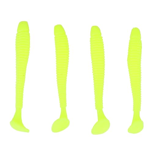 Akozon 50PCS Soft Plastic 5cm Fishing Lures, Ttail Grub Worm Bait, Fish Tackle Accessory in Vibrant Orange Color, Ideal for Fishing Enthusiasts - Pack of 50 - color: Yellow