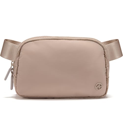 Pander Two Way Zipper Fanny Pack Nylon Everywhere Belt Bag for Women, Water Repellent Waist Packs, Crossbody Bags with Adjustable Strap (Raw Linen). - color: Raw Linen Beige