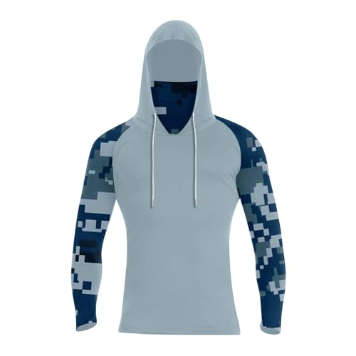 Hooded Fishing Shirts with Face Mask Cooling UPF 50+ Sun Protection Rash Guard Moisture Wicking Outdoor Boat Sun Shirt - color: A01-army Green, size: Small