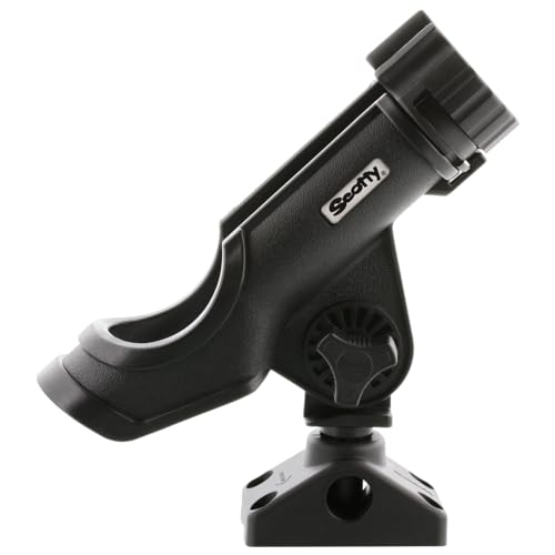 Scotty #230-BK Powerlock Black Rod Holder with #241 Side Deck Mount | 360 Degree Rotation, Heavy-Duty Nylon, Fishing Accessory, Adjustable