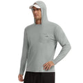 BASSDASH Men’s UPF 50+ Fishing Hoodie Shirts with Chest Pocket Lightweight UV Sun Protection Long Sleeve Hiking Sports FS34M - color: Ash Grey, size: Small