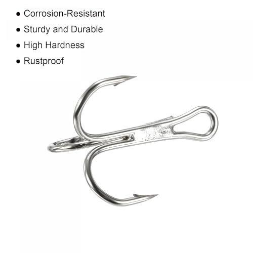 PATIKIL Treble Fish Hooks, Carbon Steel Sharp Round Bend Hook Triple Barbed Hook for Freshwater Saltwater - color: White, size: 19mm/0.75"