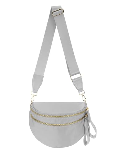 Pure Colour Crossbody Bag Bum Bag for Women,Spacious Purse Fanny Packs Belt Bag,Oversized Bum Bag (Colour Bum Bag-Light Grey) - color: Colour Bum Bag-Light Grey