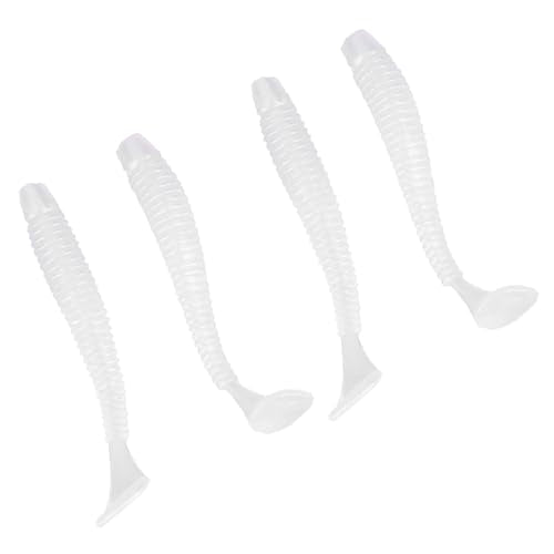 Akozon 50PCS Soft Plastic 5cm Fishing Lures, Ttail Grub Worm Bait, Fish Tackle Accessory in Vibrant Orange Color, Ideal for Fishing Enthusiasts - Pack of 50 - color: White