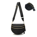 Crossbody Bags for Women, Checkered Bum Bag Crossbody, Spacious Nylon Shoulder Handbag Mom Bag (black) - color: black