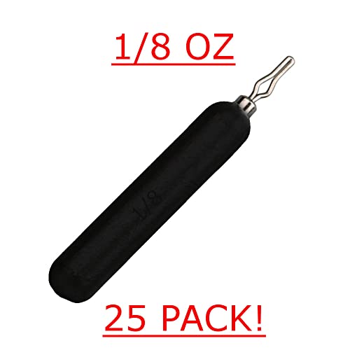 Reaction Tackle Drop Shot Weights for Bass Fishing - Skinny Pencil Sinkers for Drop Shot Rig - Freshwater and Saltwater Finesse Fishing - color: Black, size: 1/8 Oz (25-Pack)