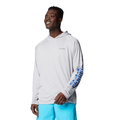 Columbia Men's Terminal Tackle Hoodie - color: Cool Grey/Vivid Blue Logo, size: 5X