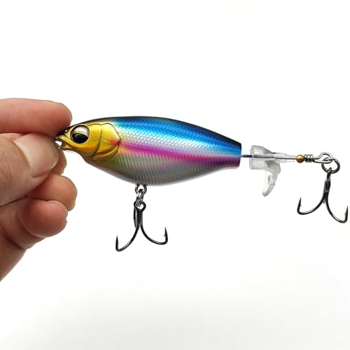 5Pcs Premium Top Water Fishing Lures, Fishing Lure for Bass with Soft Propeller Tail for Catfish,Pike Perch, Bass, Lures for Freshwater or Saltwater