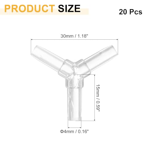 uxcell 20Pcs Aquarium Air Valve Connector, 3 Way Plastic Inline Tubing Non-Return Valves for 4mm ID Airline Tubing Fish Tank Pond Air Line, Clear - color: Clear, size: 4mm