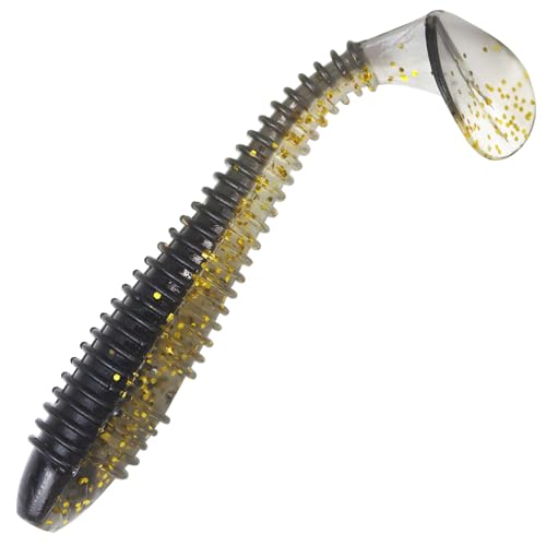 Paddle Tail Swimbaits, 2.5 inch/3inch Soft Lures Fishing Trout Crappie Bass for Freshwater and Saltwater 75PCS/60PCS - color: Black Crystal Translucent, size: 2.5 inch, 75 PCs