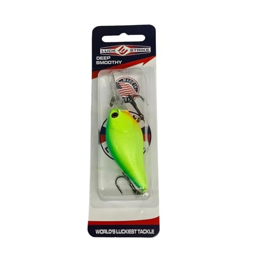 Luck E Strike Deep Crankbait Smoothie (3/8 Ounce) 2 Inch Crank Bait Fishing Lure, Made in The USA - color: Blue Chartreuse