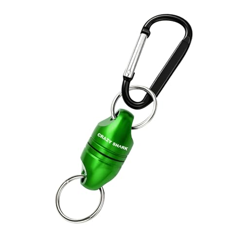 Magnetic Net Release for Fly Fishing, Aluminum Magnetic Quick Release Keychain, Fly Fishing Net Magnet Holder Retractor with Carabiner - color: green