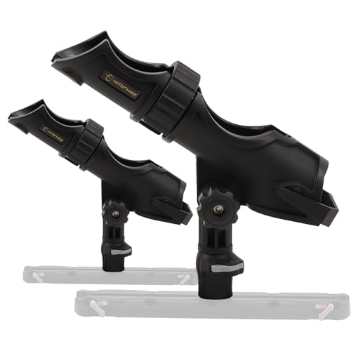 HITORHIKE Kayak Track Mount Fishing Rod Holder, Heavy Duty Adjustable Fishing Pole Holders with Quick-Lock Bases for Kayaks, Canoes & Small Boats - style: Track Mount Fishing Rod Holder 2-pack