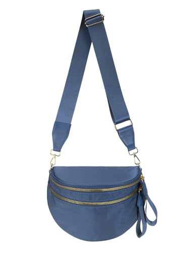 Pure Colour Crossbody Bag Bum Bag for Women,Spacious Purse Fanny Packs Belt Bag,Oversized Bum Bag (Colour Bum Bag-Monet Blue) - color: Colour Bum Bag-Monet Blue