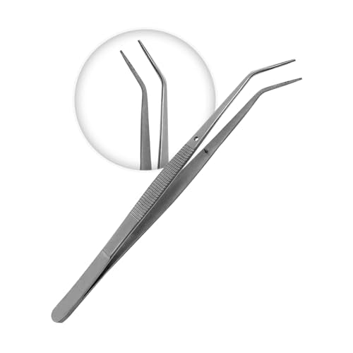 Splinter Forceps - Fine Point - Tweezers Stainless Steel Straight & Curved (Set of 5 Pcs. Str/Cud) - size: Set of 5 Pcs. Str/Cud