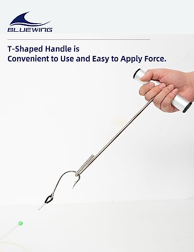 BLUEWING Fishing Hook Remover 12in/24in Stainless Steel Fish Dehooker Saltwater Push and Pull Dehooking Tool, Twist Resistance Design 1pc - color: Silver, size: 24", style: Single Curve Design