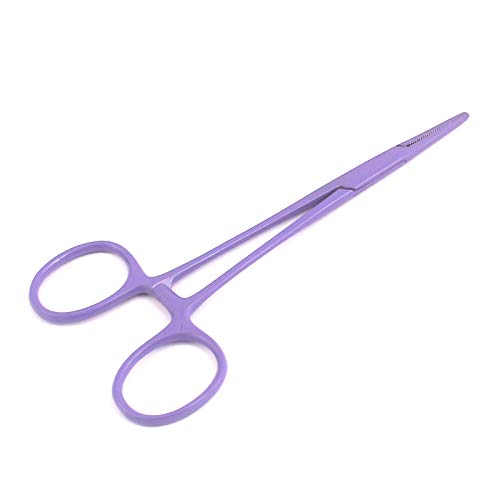 OdontoMed2011® Hemostat Forceps Locking Clamps Serrated Fishing Locking Forceps Clamp Fish Hook Remover Forceps (5" Straight, Purple) - color: Purple, size: 5" Straight