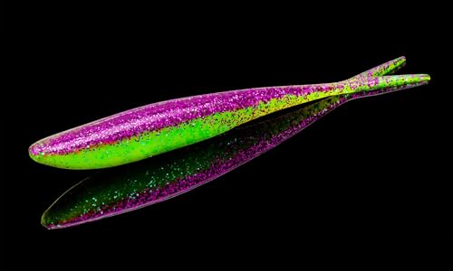 Lunker City Fishing 4.5" Freaky Fish Split Tail Soft Plastic Minnow Bass Lure Stick Bait Shad Jerkbait, 8 Per Bag, Made in The USA - color: 239 Pimp Daddy