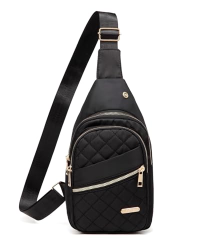 EVANCARY Small Sling Bag Crossbody Bags for Women Men, Sling Backpack Chest Daypack Cross Body Bag for Travel Outdoor - color: F Black