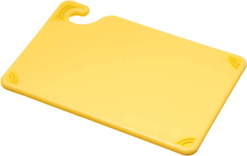San Jamar Saf-T-Grip Plastic Cutting Board with Safety Hook, 6" x 9" x 0.375", Yellow - color: Yellow