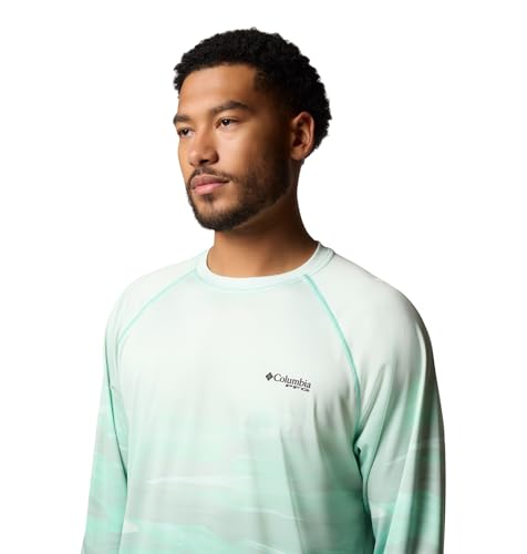 Columbia Men's Super Terminal Tackle PFG Fade Long Sleeve - color: Glaze Green/Obsidian Fotw Permit, size: X-Large