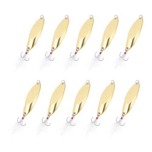 PATIKIL Fishing Spoons, Fishing Lures Casting Spoon Treble Hooks Jigs Hard Metal Spinner Baits for Freshwater Saltwater Salmon - color: Gold Tone, size: 1-1/8 oz