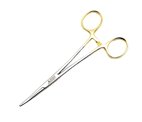 ARTMAN INSTRUMENTS Artery Forceps 6" Curved | Hemostats for Nurses, Surgical, Medical, Fishing, Hobby, and Craft Use | Gold-Plated Handle | Precision Locking Clamp Tool