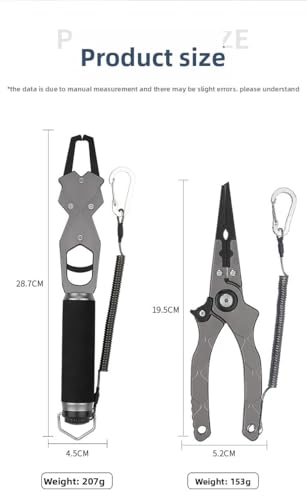 7.6-inch Multifunctional Aluminum Alloy Fishing Pliers, Fish Hook Remover, Split Ring Pliers, Fishing line Cutter, Lead Sinker Installation, seawater Corrosion Resistance, Men's Fishing Gift