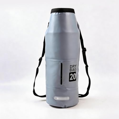 20L Waterproof Dry Bag - Floating Heavy Duty PVC Dry Sack - for Boating, Fishing & Beach - Backpack Style Waterproof Bag for Men & Women - color: Grey, size: 20L