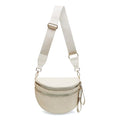 Pure Colour Crossbody Bum Bags for Women Spacious Checkered Cross body Bag Nylon Trendy Fanny Pack for Travel - color: Beige