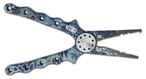 Ego Kryptek Fishing Pliers, Fishhook Remover, Weight Crimper, Stainless Steel Jaws, Aircraft Aluminum Body, Contoured Handle, Camo