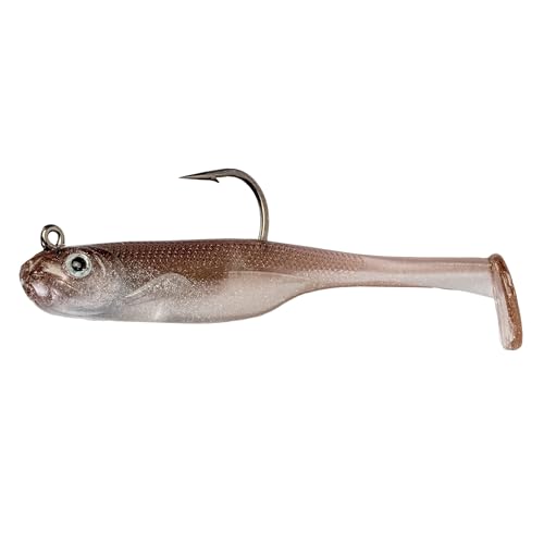Strike King Homing Minnow Fishing Lure, Pre-Rigged Soft Plastic Swimbait, 3-Pack - color: Reel Shad, size: 3"