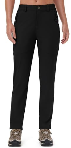 Rdruko Women's Hiking Pants Lightweight Quick Dry Water Resistant Outdoor Travel Fishing Pants with Pockets - color: 02 Black, size: XX-Large