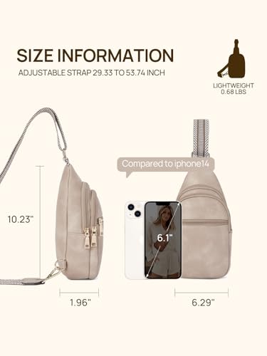 Telena Sling Bag for Women Crossbody Bags Purse for Women Vegan Leather Fanny Pack with Adjustable Strap - color: C-cloud Grey
