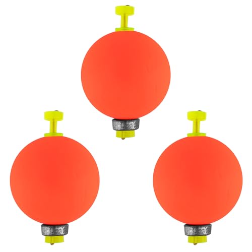 Dr.Fish 10 Pack Weighted Fishing Bobbers Snap-on Spring Floats EVA Foam Push Button Clip on Floats Fly Fishing Trout Bass Crappie Catfish - color: Red, size: Diam 1.25''(1/4oz)