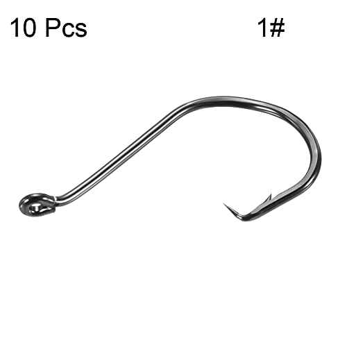 PATIKIL Fishing Circle Hooks, Carbon Steel Offset Hook with Barbs for Freshwater Saltwater - size: 27mm/1.06"